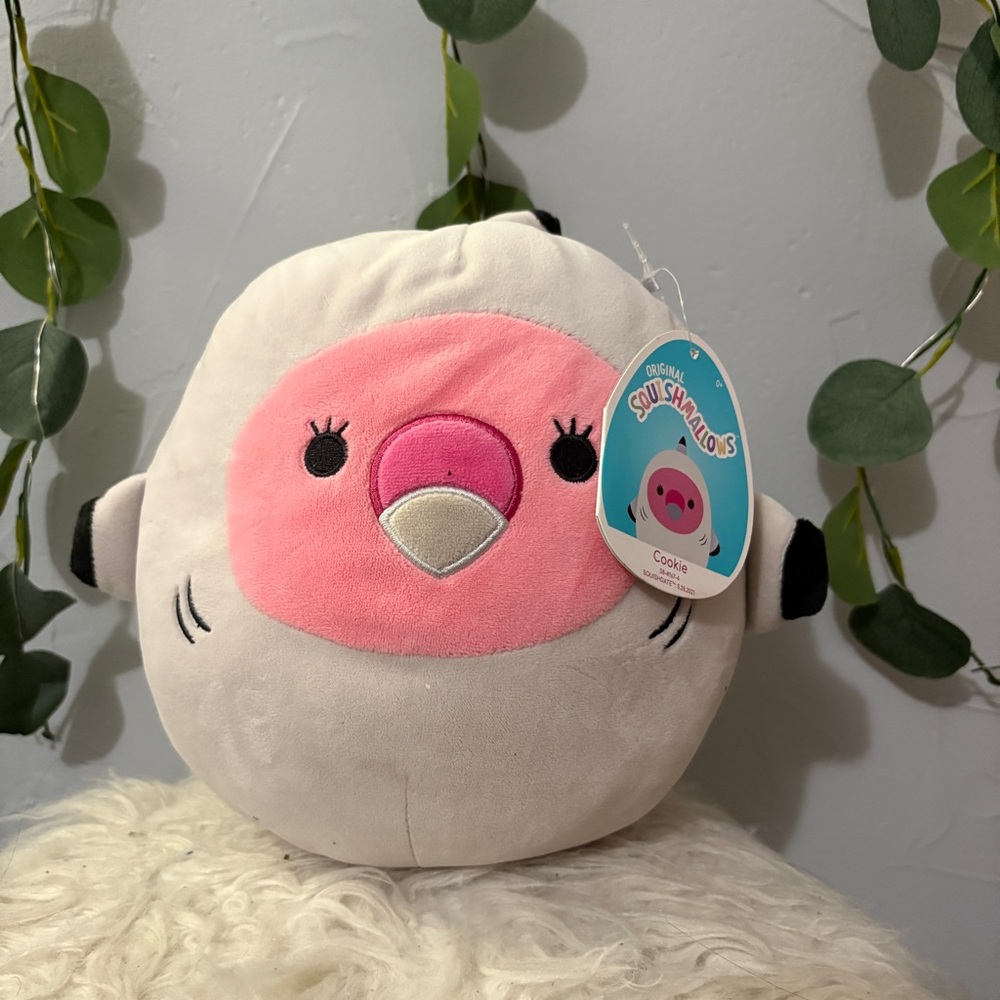 Squishmallows 9” Cookie Flamingo in Gordon Shark Costume